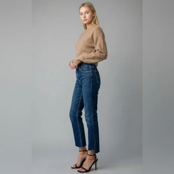 NWT Artemis Vintage Tummy Control High Rise Raw Step Hem Straight Jeans Ankle - Picture 3 of 8